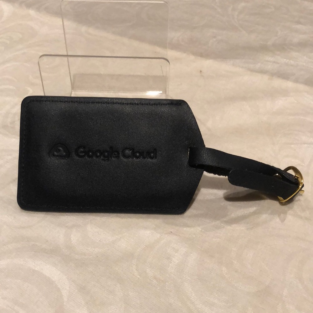Royce “Google Cloud” black leather luggage tag